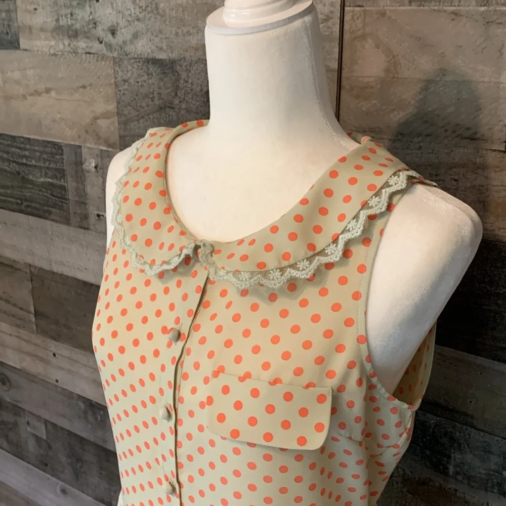Aniina Sleeveless Polka Top with Peter Pan collar Size M - Picture 6 of 16